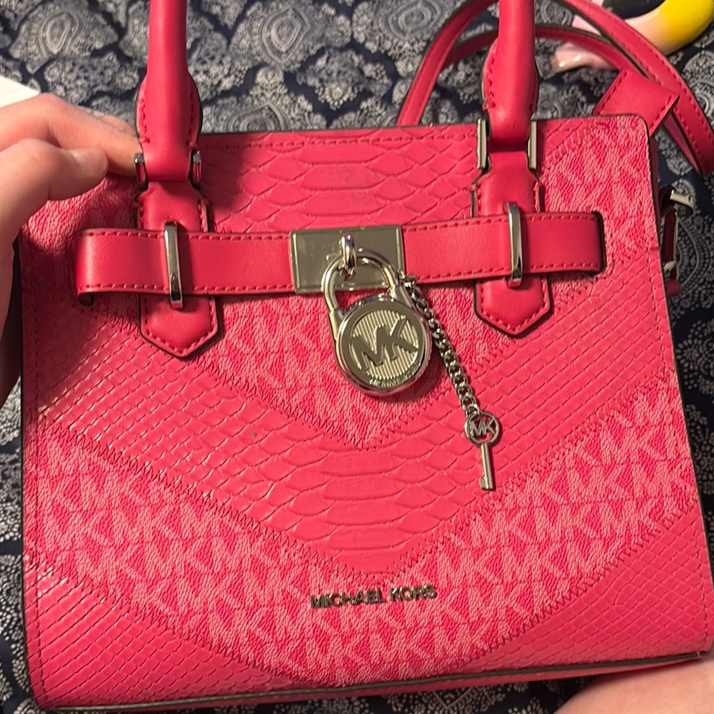 Michael Kors Pink Satchel with Gold Accents